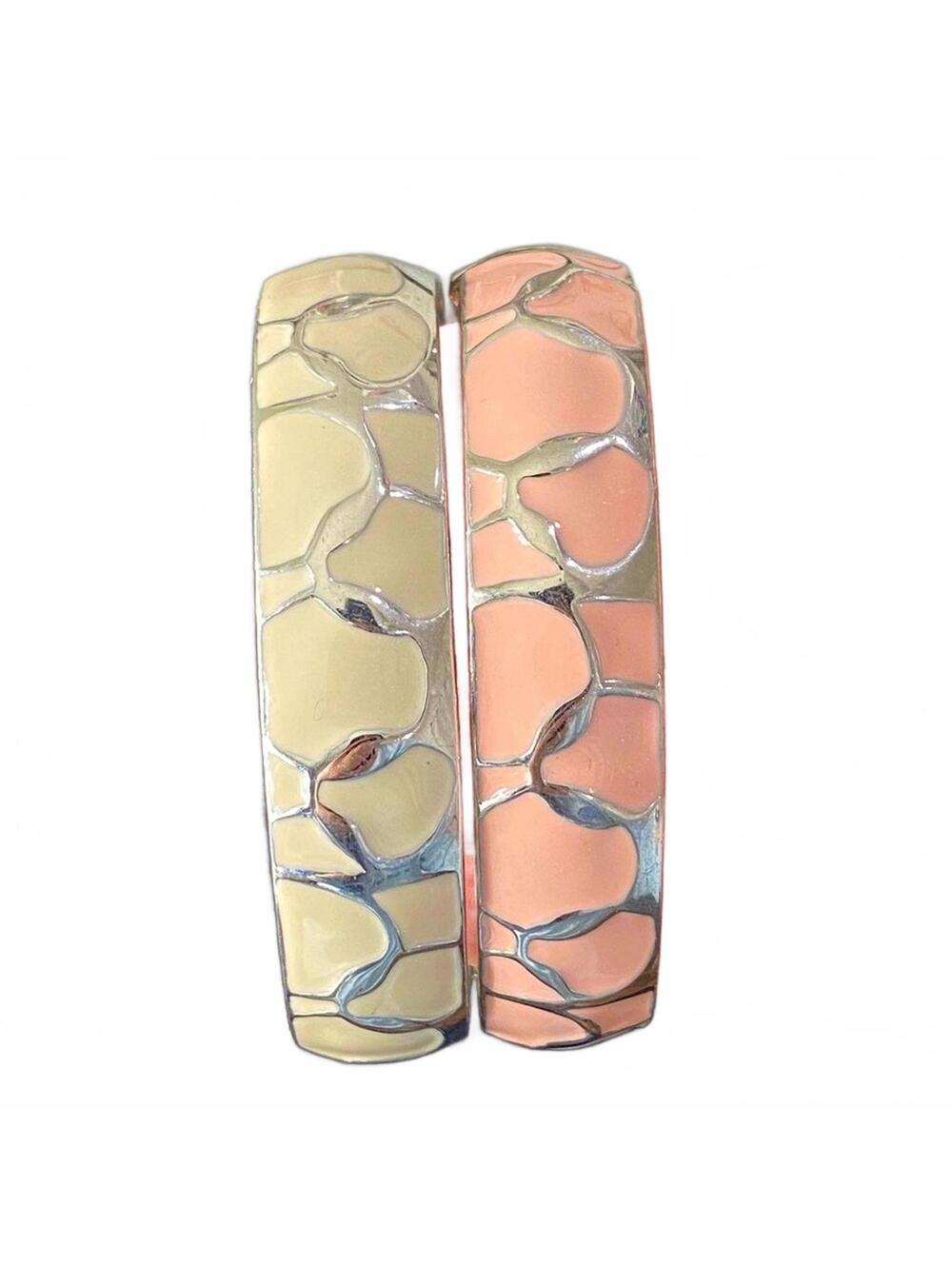 Vintage Express Y2K Pink Cream Magnetic Clasp Bangle Bracelet Set